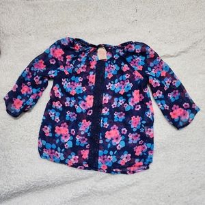 Girls xs (4-5) blue flower faded glory blouse
